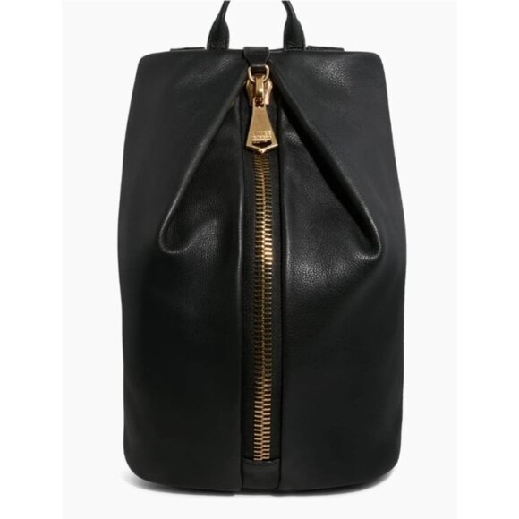 Aimee Kestenberg Tamitha Black leather Backpack with Gold Zipper - Picture 1 of 11